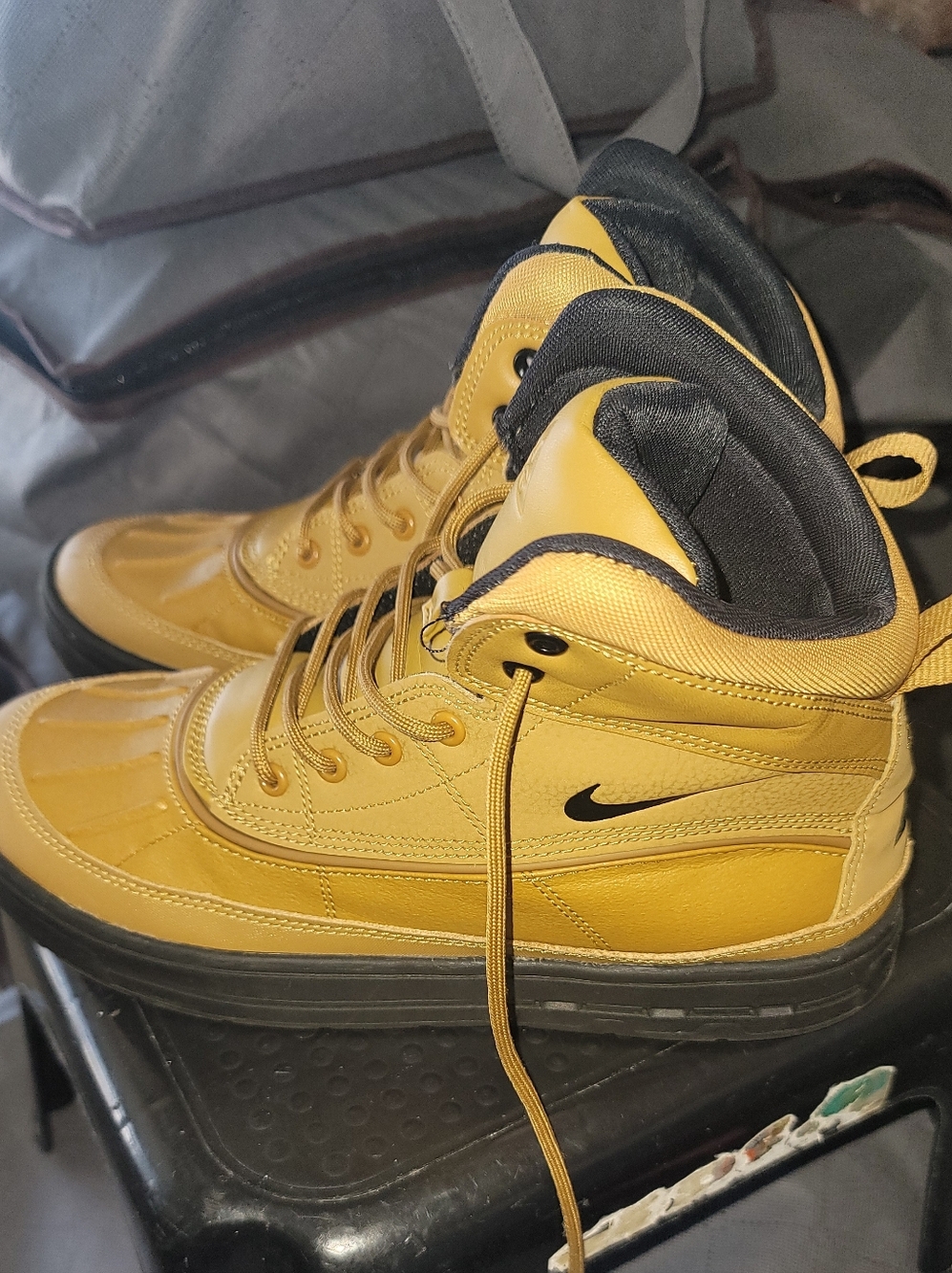 Nike Youth Black Athletic Shoes with Yellow Accent - Picture 2 of 8